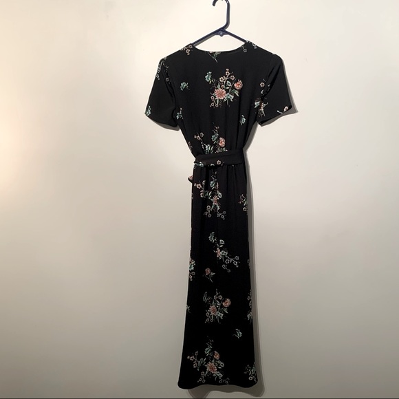 Black Floral Wrap Dress - Picture 3 of 10